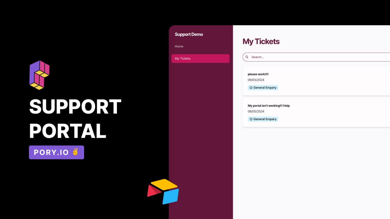 Customer support portal built with Pory